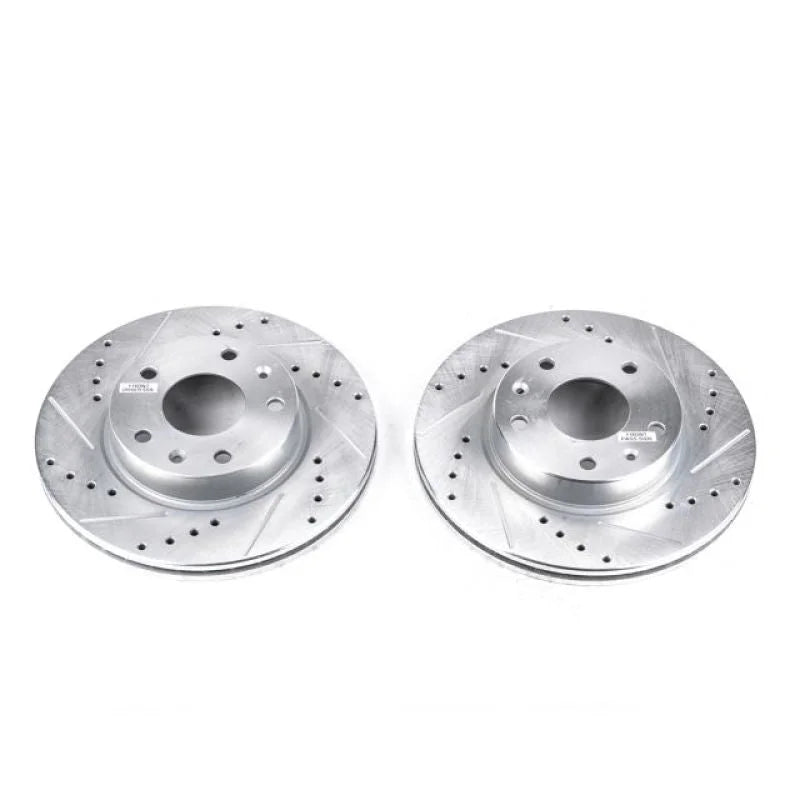 PowerStop Evolution Drilled & Slotted Front Rotors - Pair fits 2002-2005 Land Rover Freelander - Main Product View