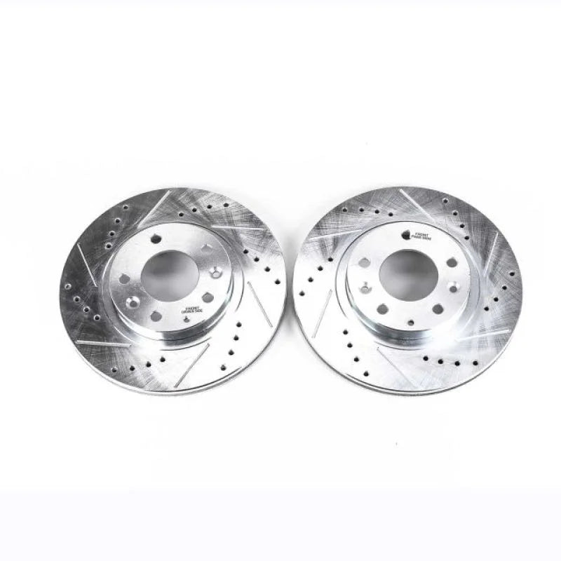 PowerStop Evolution Drilled & Slotted Front Rotors - Pair fits 2006-2015 Mazda Mx-5 / Mx-5 Miata - Main Product View