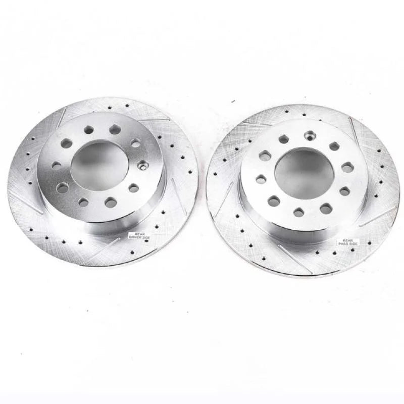 PowerStop Evolution Drilled & Slotted Rear Rotors - Pair fits 2003-2008 Hyundai Tiburon - Main Product View