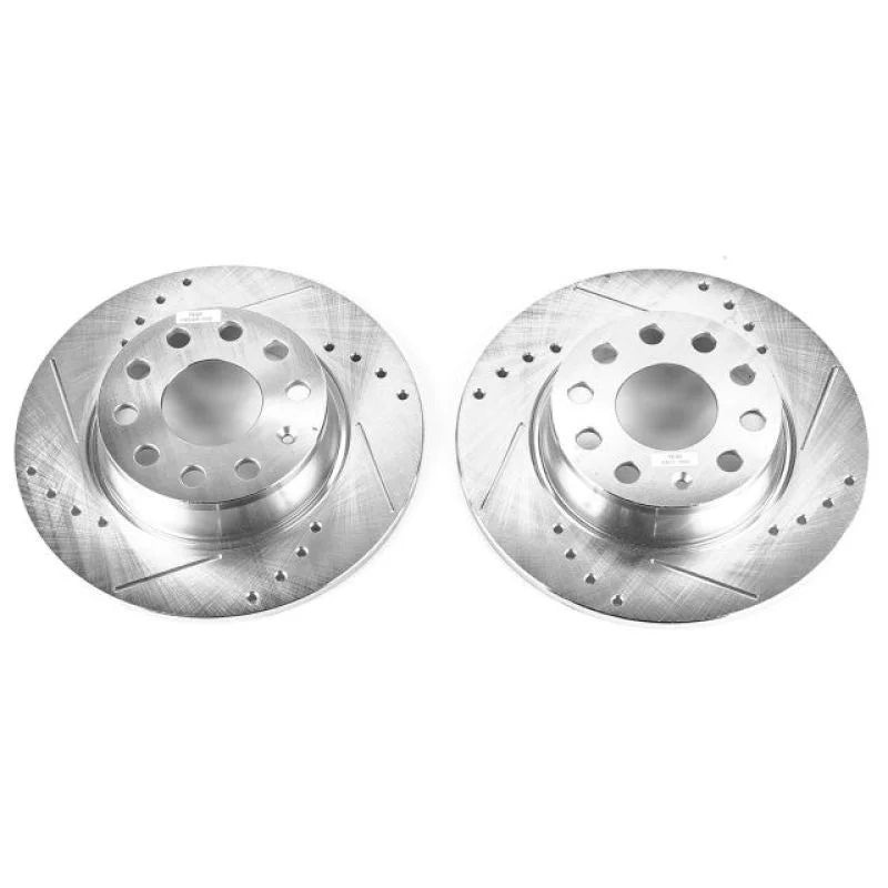 PowerStop Evolution Drilled & Slotted Rear Rotors - Pair fits 2010-2025 Audi / Volkswagen - Main Product View