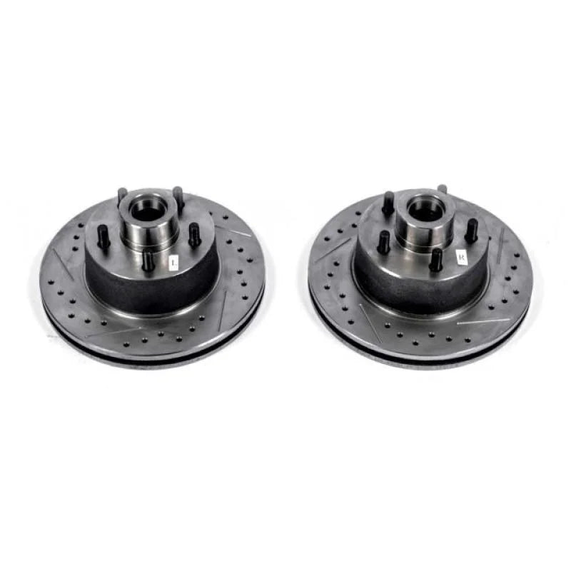 PowerStop Evolution Drilled & Slotted Rotors - Front - Pair fits 1973-1989 Chrysler / Dodge / Plymouth - Main Product View