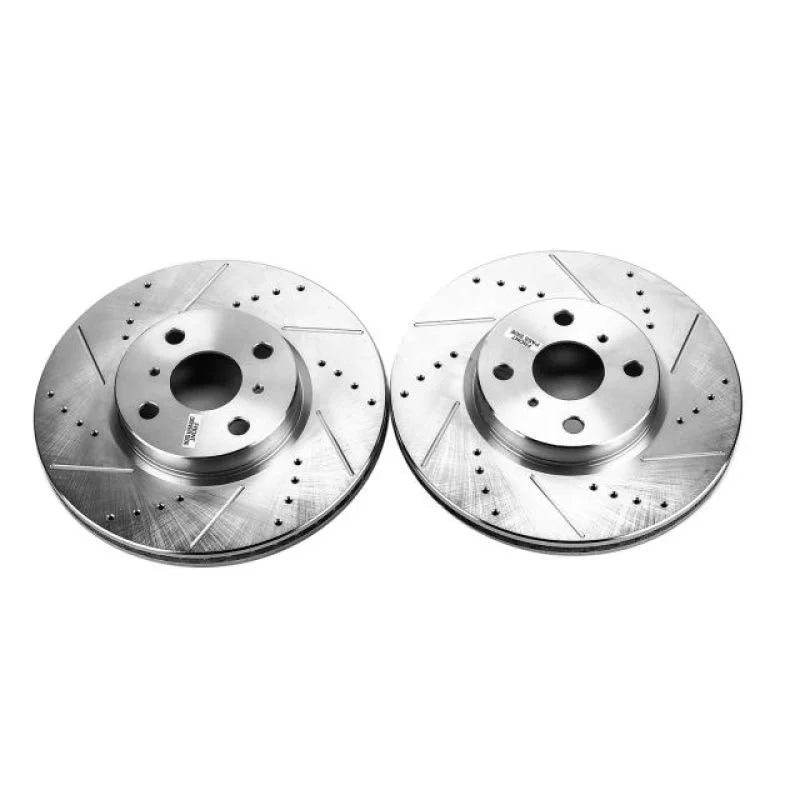 PowerStop Evolution Drilled & Slotted Rotors - Pair fits 2012-2018 Toyota Yaris SE - Main Product View