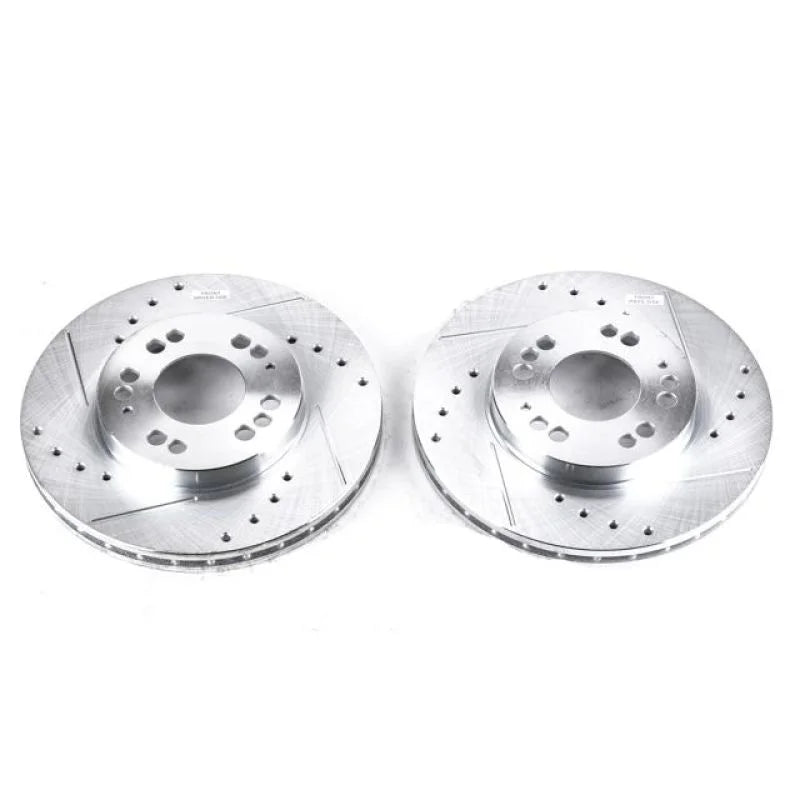PowerStop Front Drilled & Slotted Rotors Pair fits 1991-1996 Dodge Stealth / 1993-1997 Eagle Talon TSI / 1991-1999 Mitsubi...