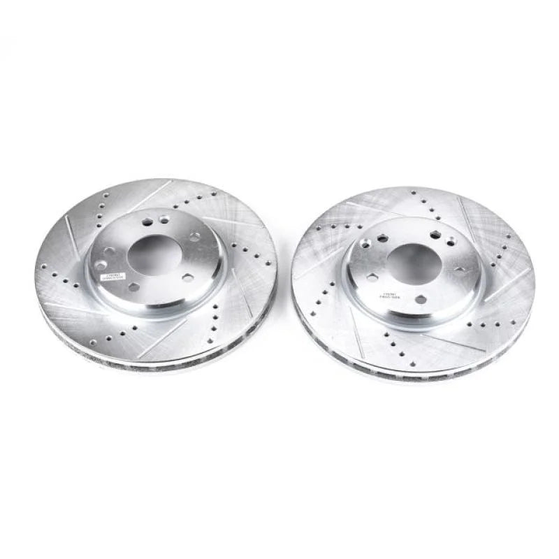 PowerStop Front Drilled & Slotted Rotors Pair fits 2004-2008 Chrysler Crossfire / 2003-2005 Mercedes-Benz C240 / 2006 Merc...