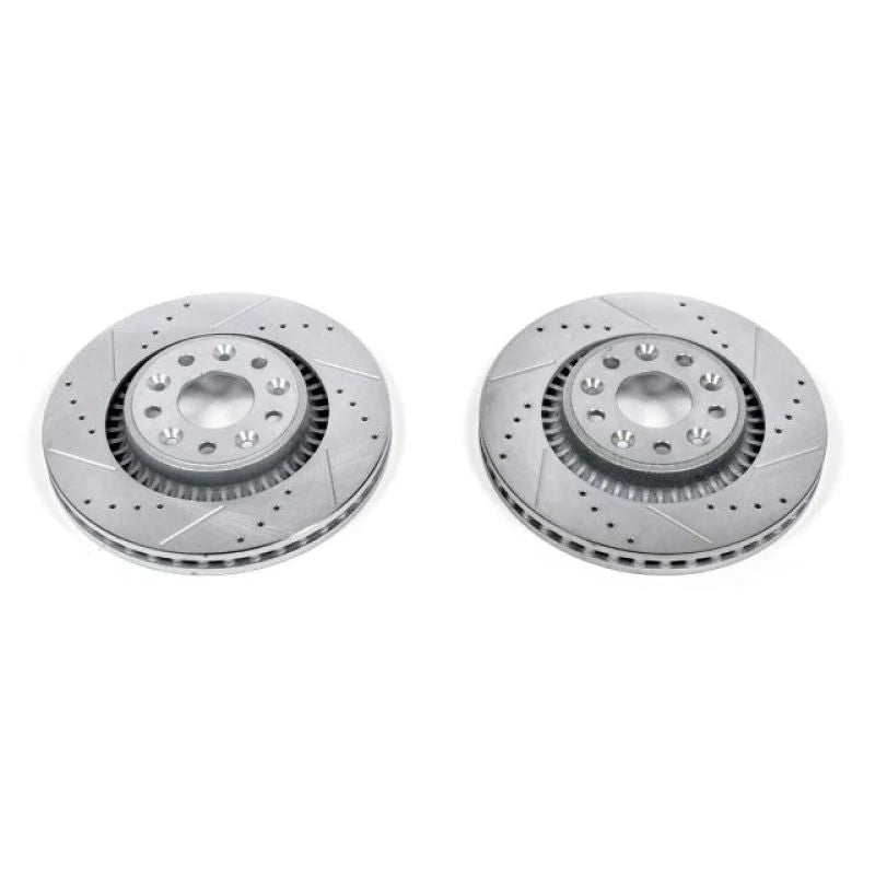 PowerStop Front Drilled & Slotted Rotors Pair fits 2005-2007 Ford Five Hundred / 2005-2007 Ford Freestyle / 2008 2009 Ford...