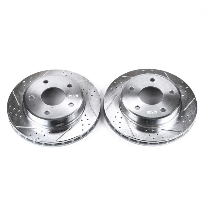 PowerStop Front Drilled & Slotted Rotors Pair fits 2005-2010 Dodge Dakota / 2006 2007 Mitsubishi Raider Durocross / 2006-2...