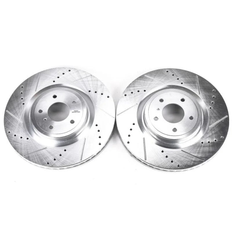 PowerStop Front Drilled & Slotted Rotors Pair fits 2009-2013 Infiniti FX50 / 2011-2013 Infiniti G37 IPL / 2008-2010 Infini...