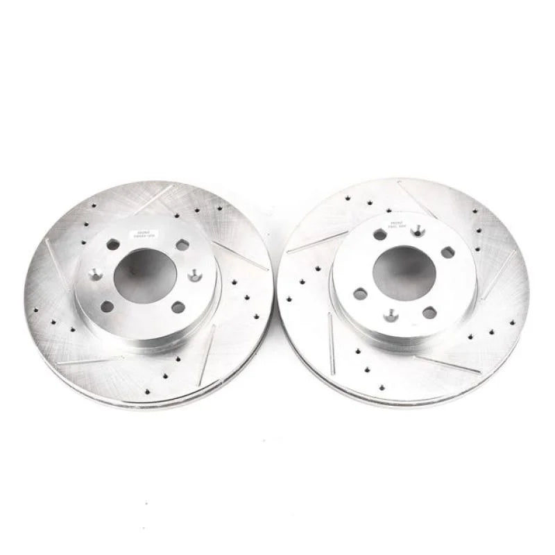 PowerStop Front Drilled & Slotted Rotors Pair fits 2010 Hyundai Accent Blue / 2011 Hyundai Accent GL / 2006-2011 Hyundai A...