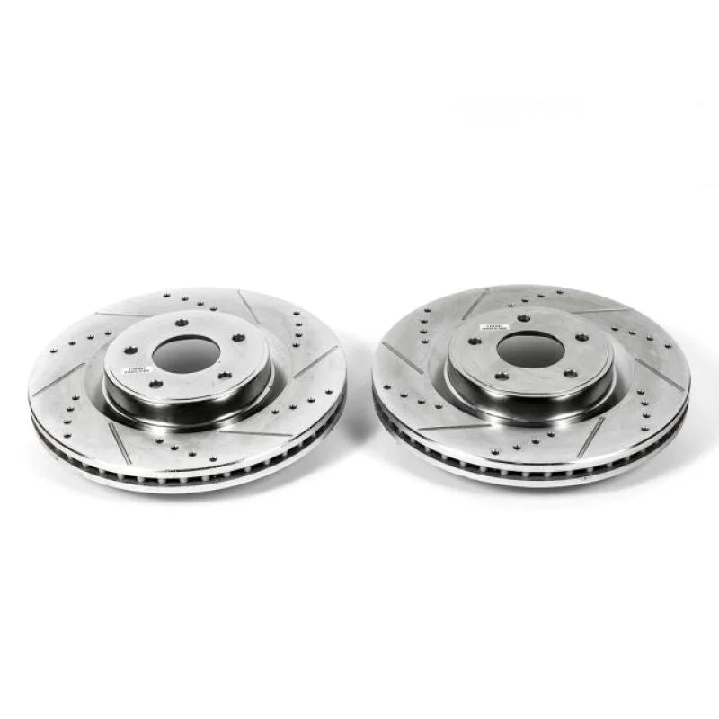 PowerStop Front Drilled & Slotted Rotors Pair fits 2013 Infiniti JX35 / 2014-2024 Infiniti Q50 / 2017-2022 Infiniti Q60 / ...