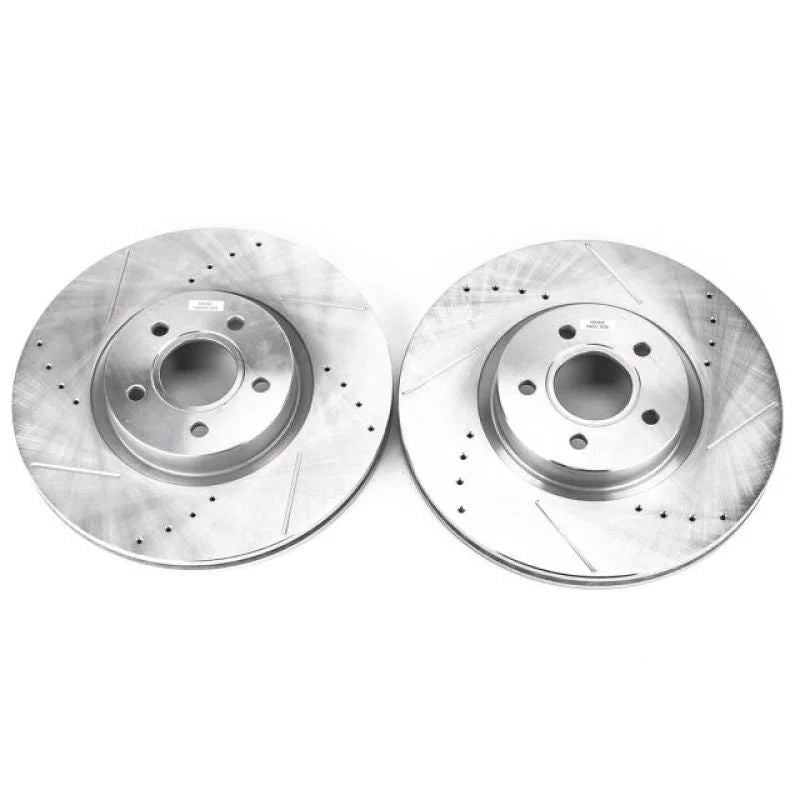 PowerStop Front Drilled & Slotted Rotors Pair fits 2013-2019 Ford Escape S / 2013 Ford Escape SEL / 2013-2018 Ford Focus S...