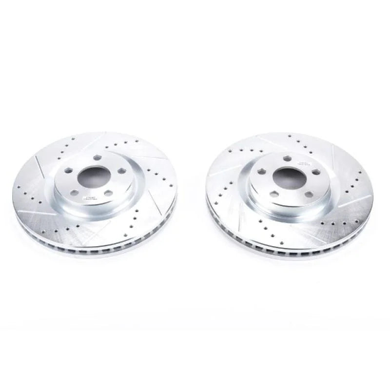 PowerStop Front Drilled & Slotted Rotors Pair fits 2015-2021 Ford Edge / 2019 2020 Ford Police Responder / 2019 2020 Ford ...