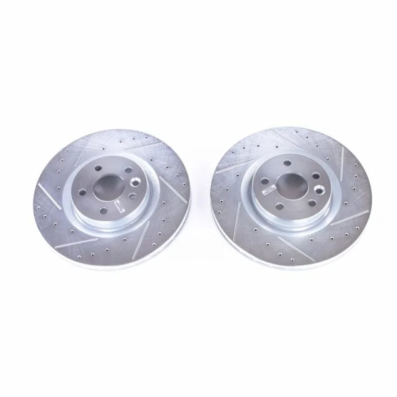 PowerStop Front Drilled & Slotted Rotors Pair fits 2018 2019 Jaguar E-pace / 2015-2019 land Rover Discovery SPORT / 2016-2...