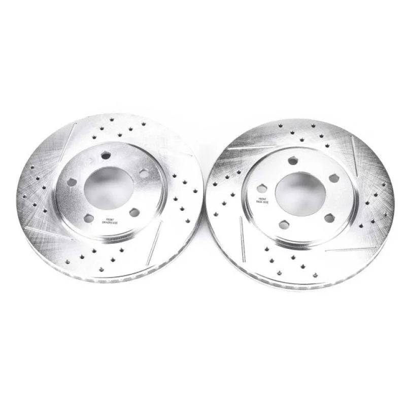 PowerStop Front Drilled & Slotted Rotors Pair fits Chrysler Town / 2001-2007 Chrysler Town & / 2001 2006 2007 Dodge Carava...