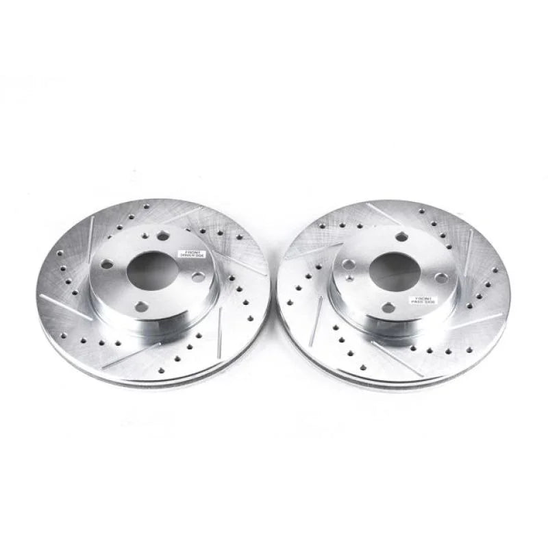 PowerStop Front EVOLUTION Drilled & Slotted Rotors - Pair fits 1994-1997 1999-2005 Mazda Miata - Main Product View