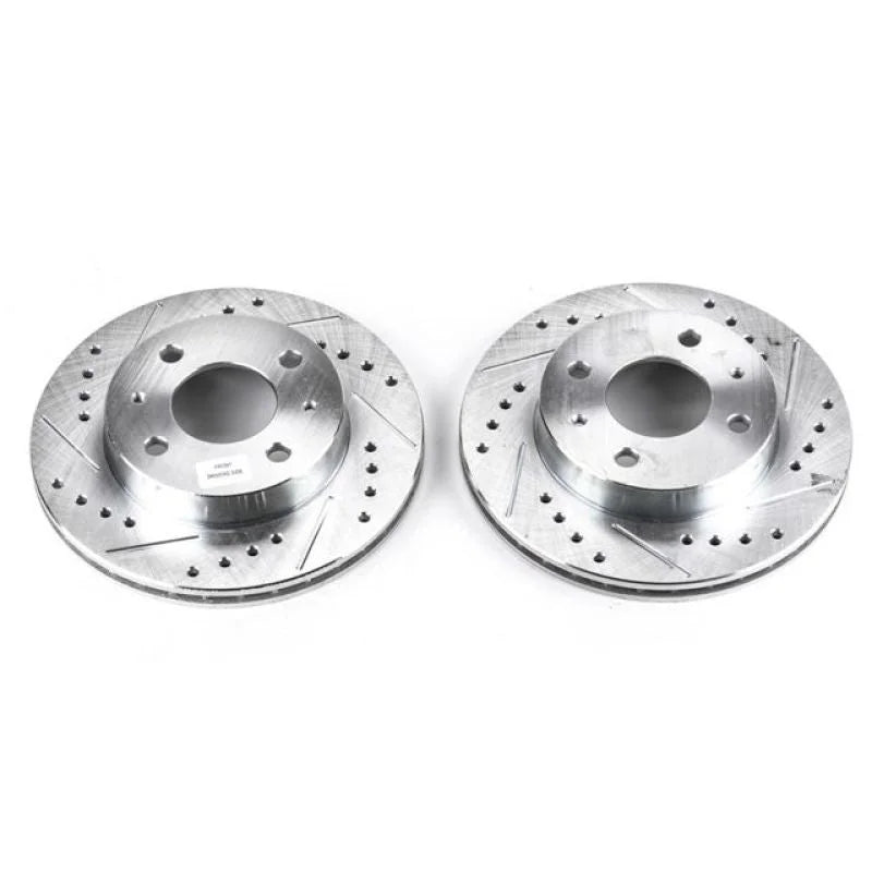 PowerStop Front Evolution Drilled & Slotted Rotors - Pair fits 1995-2000 Nissan 200SX / Sentra - Main Product View