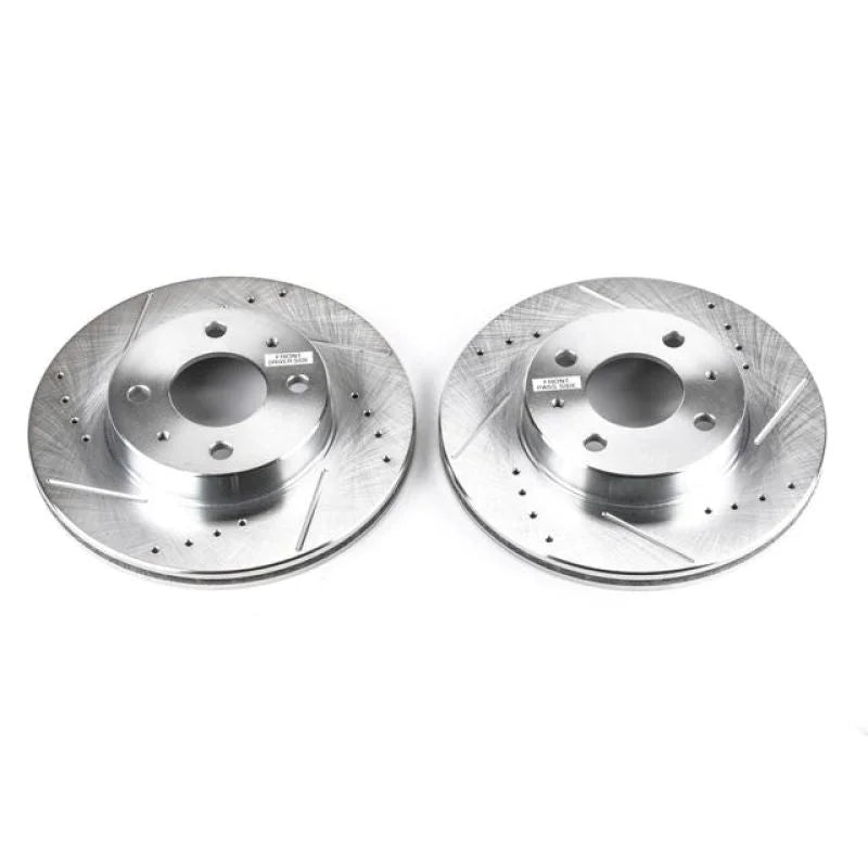 PowerStop Front Evolution Drilled & Slotted Rotors - Pair fits 1995-2000 Nissan 200SX / Sentra - Main Product View