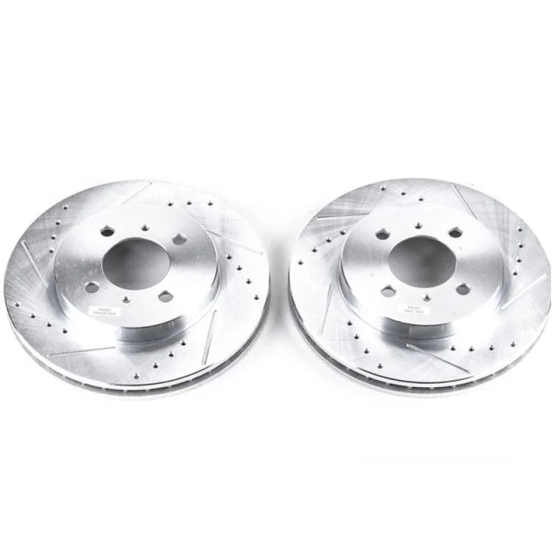 PowerStop Front Evolution Drilled & Slotted Rotors - Pair fits 1998-2006 Mitsubishi Lancer / Mirage - Main Product View