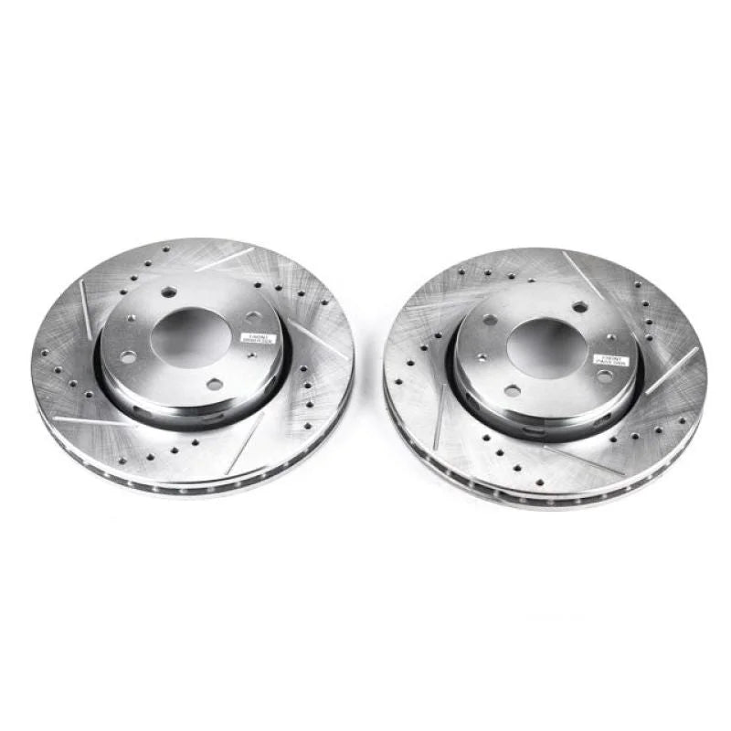 PowerStop Front Evolution Drilled & Slotted Rotors - Pair fits 2000-2004 Volvo S40 / V40 - Main Product View