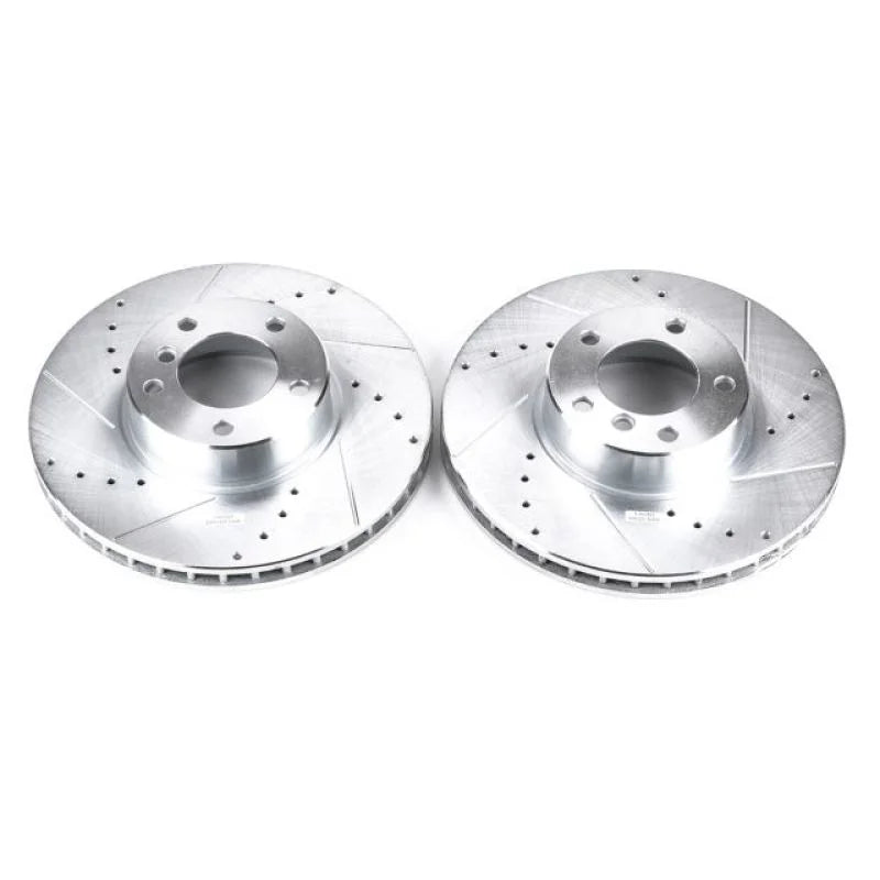 PowerStop Front Evolution Drilled & Slotted Rotors - Pair fits 2001-2003 BMW 530I / 2000-2003 BMW 540I - Main Product View