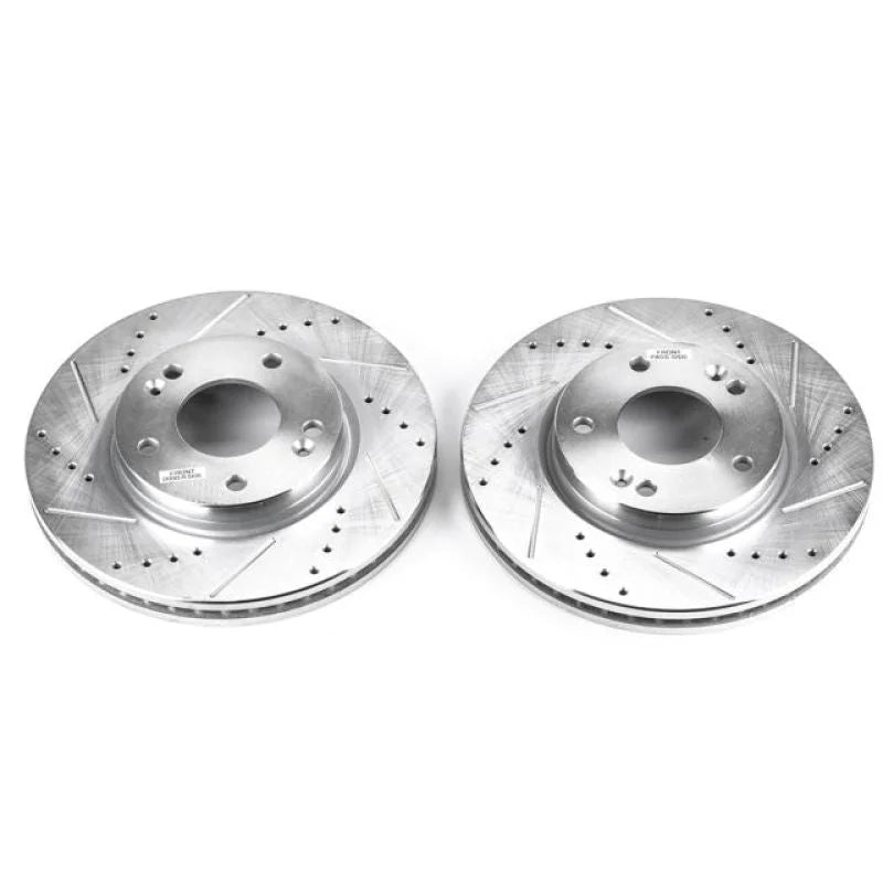 PowerStop Front Evolution Drilled & Slotted Rotors - Pair fits 2001-2005 Hyundai Santa Fe - Main Product View