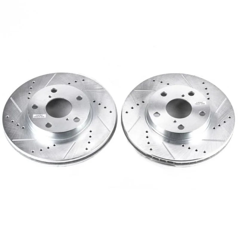 PowerStop Front Evolution Drilled & Slotted Rotors - Pair fits 2001-2005 Toyota RAV4 / 2005 Toyota RAV4 L - Main Product View