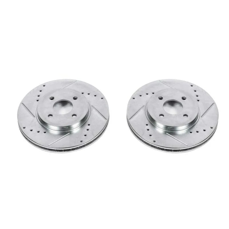 PowerStop Front Evolution Drilled & Slotted Rotors - Pair fits 2002-2004 Ford Focus SVT - Main Product View