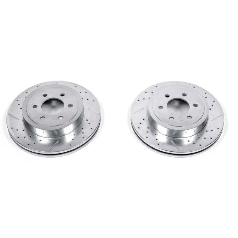 PowerStop Front Evolution Drilled & Slotted Rotors - Pair fits 2003-2004 Dodge Dakota - Main Product View