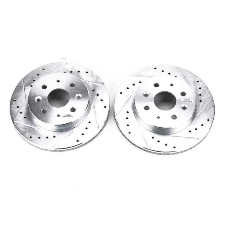 PowerStop Front Evolution Drilled & Slotted Rotors - Pair fits 2003-2005 Kia RIO - Main Product View
