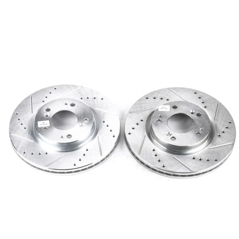PowerStop Front Evolution Drilled & Slotted Rotors - Pair fits 2004-2012 Mitsubishi Eclipse / Galant - Main Product View