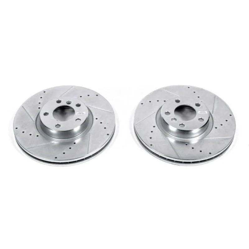 PowerStop Front Evolution Drilled & Slotted Rotors - Pair fits 2007-2013 2016-2018 BMW X5 / X6 - Main Product View