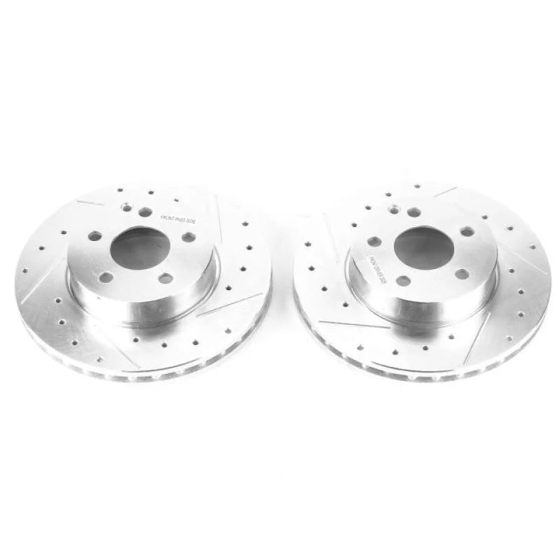 PowerStop Front Evolution Drilled & Slotted Rotors - Pair fits 2008-2015 Mercedes-Benz C250 / C300 - Main Product View