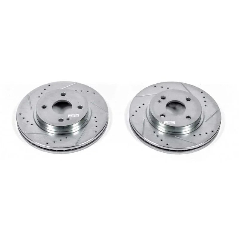 PowerStop Front Evolution Drilled & Slotted Rotors - Pair fits 2011-2014 Mazda 2 SPORT - Main Product View