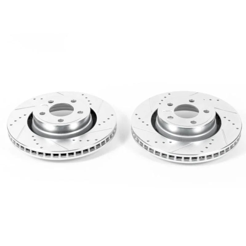 PowerStop Front Evolution Drilled & Slotted Rotors - Pair fits 2015-2023 Ford Mustang - Main Product View
