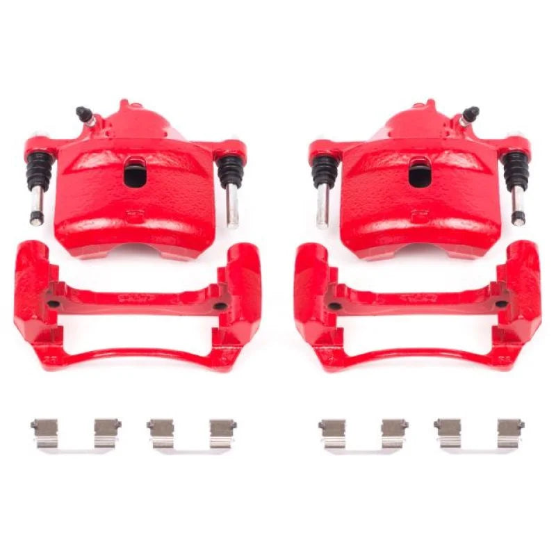 PowerStop Front Red Calipers w/Brackets - Pair fits 1998-2002 Honda Accord - Main Product View
