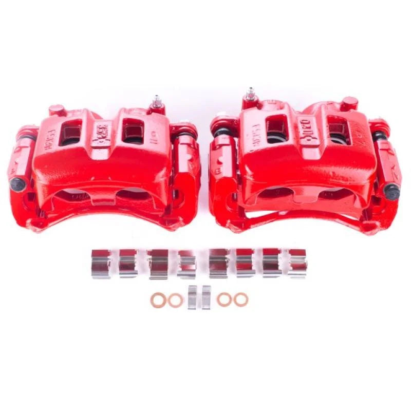 PowerStop Front Red Calipers w/Brackets - Pair fits 2000-2006 Mitsubishi Montero - Main Product View