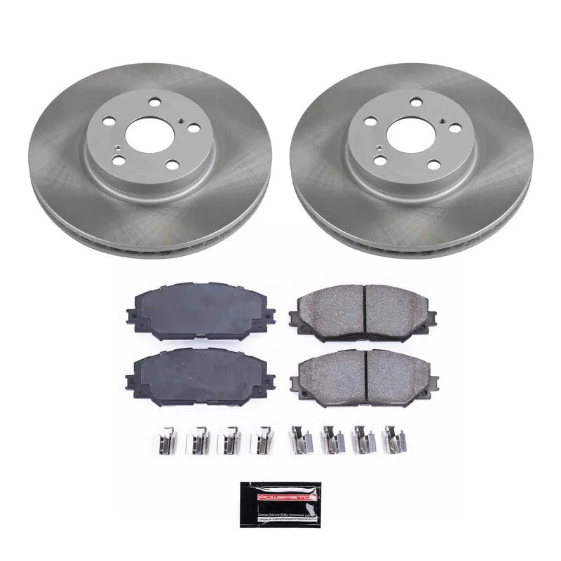 PowerStop Front Semi-Coated Rotor Kit fits 2009 2010 Pontiac Vibe / 2008-2014 Scion Xd / 2009-2011 2016 2017 Toyota Coroll...