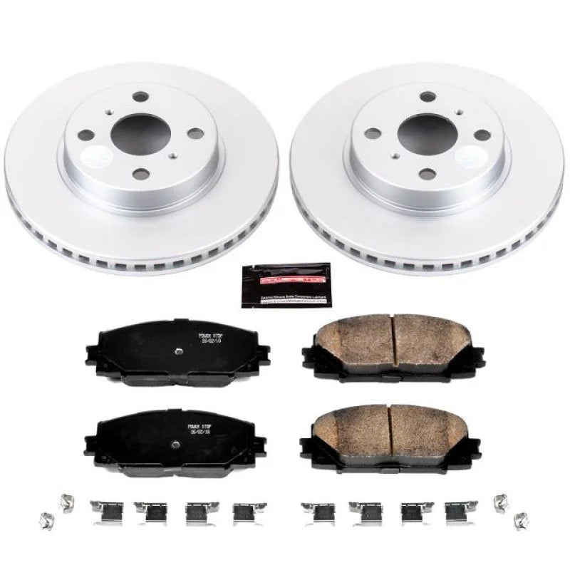 PowerStop Front Z17 Evolution Geomet Coated Brake Kit fits 2013 Scion iQ Ev / 2012-2018 Toyota Prius C Four / 2019 Toyota ...