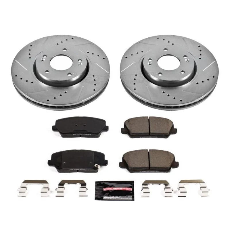 PowerStop Front Z23 Evolution Sport Brake Kit fits 2016 Hyundai Veloster Rally Edition / 2016-2017 Hyundai Veloster Turbo ...
