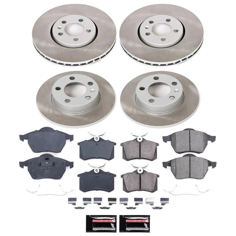 PowerStop Front and Rear Semi-Coated Rotor Kit fits 1999 Volkswagen Golf / 1998-1999 Volkswagen Jetta