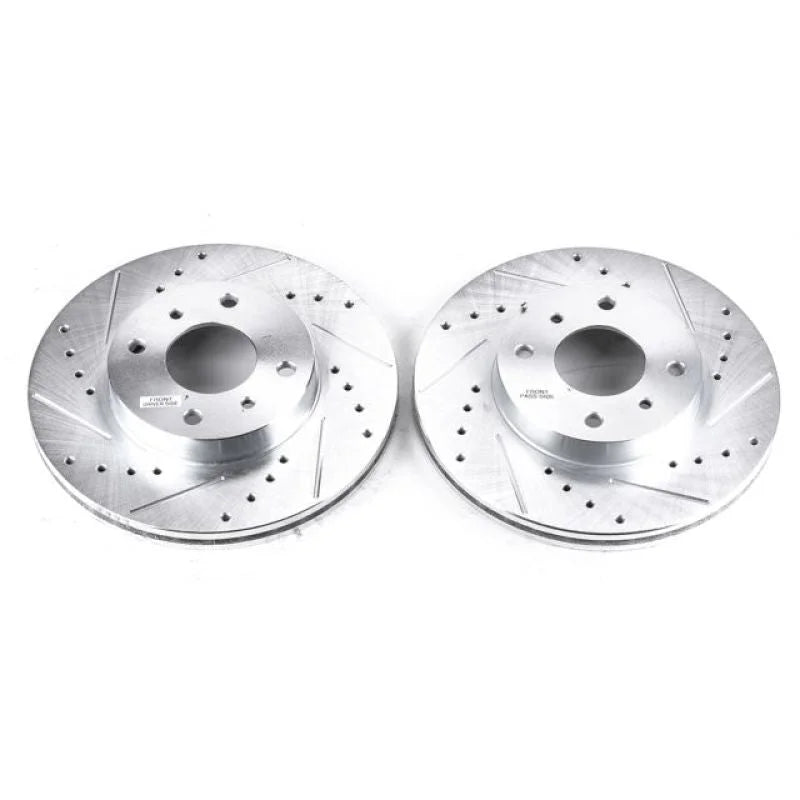 PowerStop Power Stop Drilled & Slotted Rotors Pair Front fits 1999-2002 Infiniti G20 / 1993-2001 Nissan Altima / 2003 Niss...