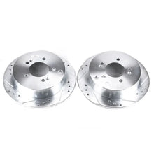 Load image into Gallery viewer, PowerStop Rear Drilled &amp; Slotted Rotors Pair fits 2001-2006 Hyundai Santa Fe / 2005 2006 Hyundai Tucson GL / 2005-2007 Hyu...