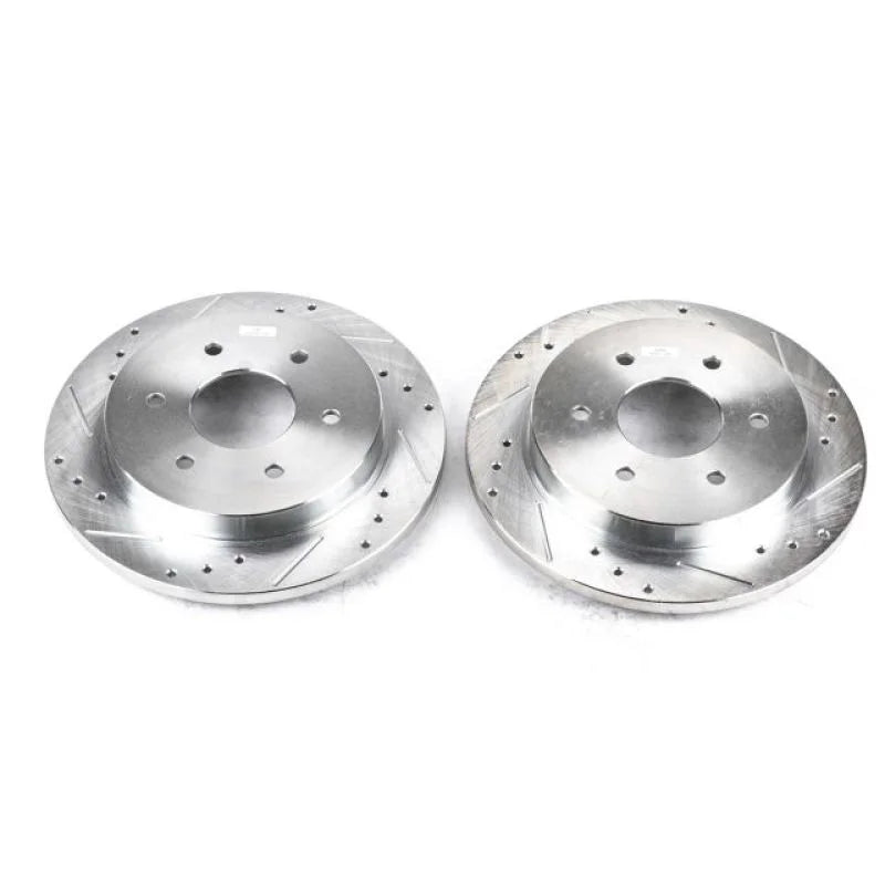 PowerStop Rear Drilled & Slotted Rotors Pair fits 2004-2010 Infiniti QX56 / 2005-2009 Nissan Armada LE / 2010-2018 Nissan ...