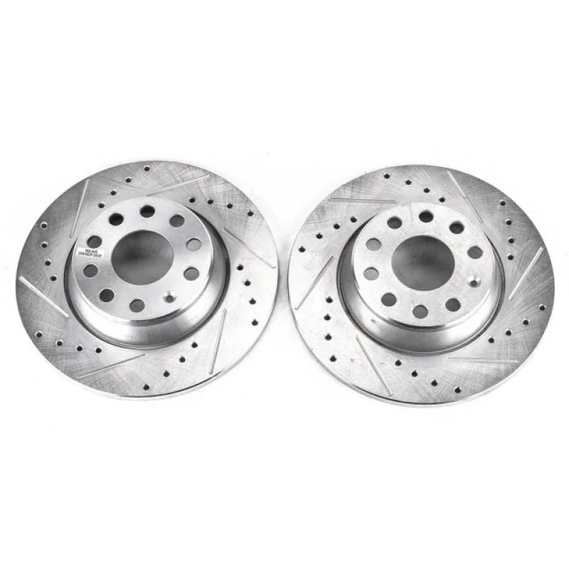 PowerStop Rear Drilled & Slotted Rotors Pair fits 2006-2009 Audi A3 / 2006-2009 Audi A3 Quattro / 2009 2010 Volkswagen CC ...