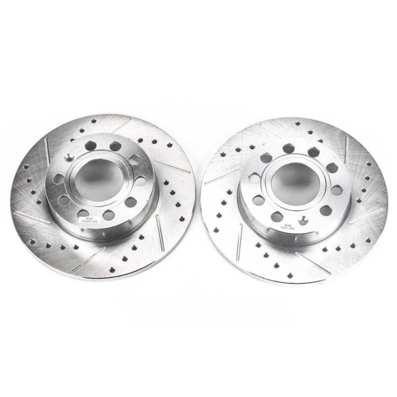 PowerStop Rear Drilled & Slotted Rotors Pair fits 2008 Audi A3 / 2011-2013 Volkswagen Golf / 2006 2007 Volkswagen Jetta 2....