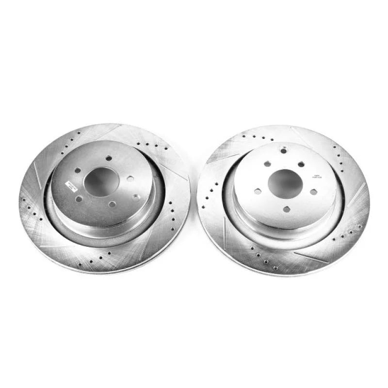 PowerStop Rear Drilled & Slotted Rotors Pair fits 2009-2013 Infiniti FX50 / 2012 2013 Infiniti M35H / 2011-2013 Infiniti M...