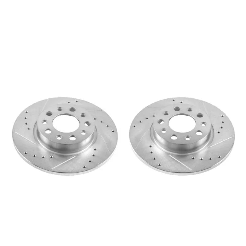 PowerStop Rear Drilled & Slotted Rotors Pair fits 2016-2023 Fiat 500X / 2019-2023 Jeep Compass / 2017-2025 Jeep Compass La...