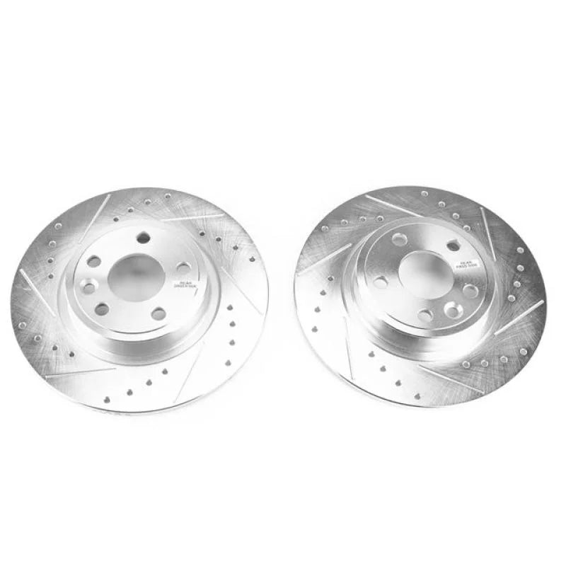 PowerStop Rear Drilled & Slotted Rotors Pair fits 2018-2020 Jaguar E-pace / 2015-2019 land Rover Discovery SPORT - Side View