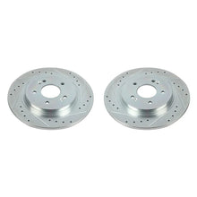 Load image into Gallery viewer, PowerStop Rear Drilled &amp; Slotted Rotors Pair fits 2020-2023 Hyundai Palisade / Hyundai Santa / 2019 2020 Hyundai Santa Fe ...