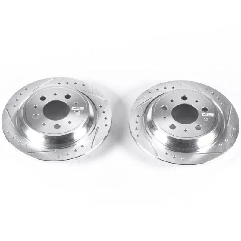 PowerStop Rear EVOLUTION Drilled & Slotted Rotors - Pair fits 1998-2000 Volvo S70 / V70 - Main Product View