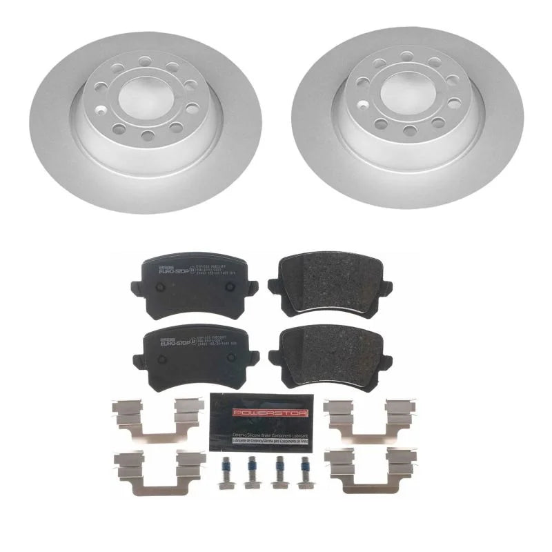 PowerStop Rear Euro-Stop Brake Kit fits 2015 Audi Q3 / 2015 Audi Q3 Quattro / 2009-2011 2014 2015 Volkswagen CC / 2012 201...